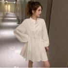 Shirred Mini A-line Shirt Dress
