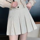 Striped Pleated Mini A-lne Skirt