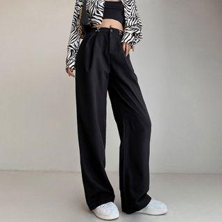 Adjustable-waist Wide-leg Dress Pants