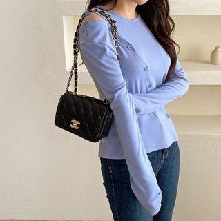Diagonal-buttoned Top