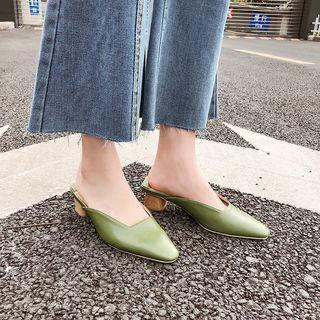 Pointy Low Heel Mules