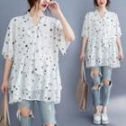 Star Print Short-sleeve Blouse