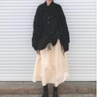 Ruched Shirt / Midi A-line Skirt