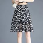 Floral Sheer A-line Skirt