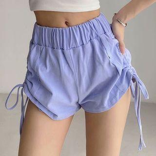 High-waist Side-drawstring Shorts