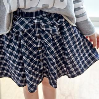 Bow-accent Plaid Skirt