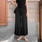 Tie-waist Silky Wide-leg Pants