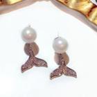 Faux Pearl Whale Tail Swing Earring As Shown In Figure - One Size