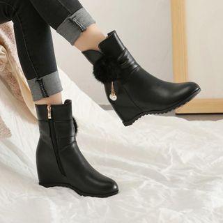 Pom Pom Side Zip Short Boots
