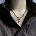 Cross Charm Necklace Silver - One Size