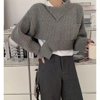Collar Sweater / Wide-leg Dress Pants