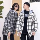 Couple Matching Plaid Buttoned Hooded Jacket