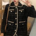 Long-sleeve Pearl Button Tweed Jacket