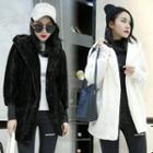 Loose-fit Hooded Furry Long Coat