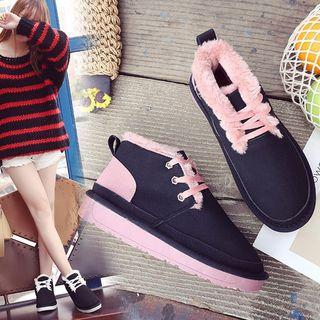 Platform Paneled Lace-up Ankle Boots
