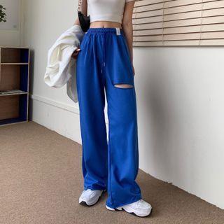 High-waist Oversized Ripped Wide-leg Pants