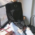 Hoop-accent Button-back Blouse