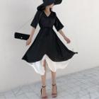 Set: Slipdress + Elbow-sleeve A-line Dress