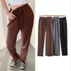 High-waist Plain Loose-fit Sweatpants
