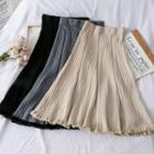 Furry-hem Mermaid Knit Skirt