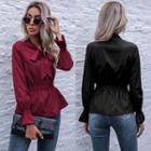 Bell-sleeve Tie-front Loose-fit Blouse