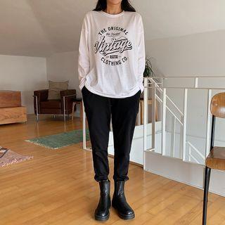 Set: Letter Print T-shirt + Jogger Pants