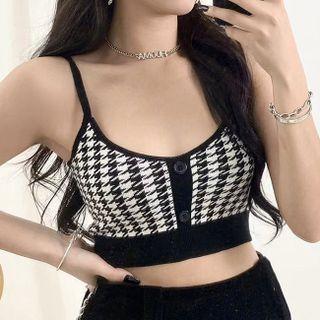 Contrast Trim Houndstooth Camisole Top