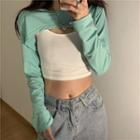 Long-sleeve Cropped Plain T-shirt / Plain Camisole