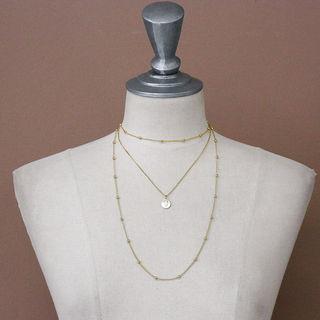 Set: Coin-pendant Necklace + Ball-chain Necklace Gold - One Size