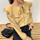 Peter-pan Collar Long-sleeve Loose-fit Blouse