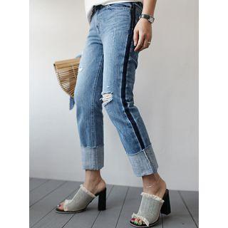 Dyed Washed Straight-cut Jeans