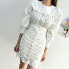 Frilled Ruched Mini Bodycon Dress