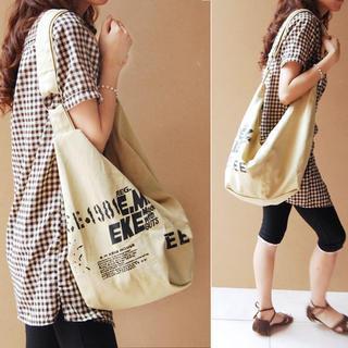 Lettering Printed Canvas Cross Bag