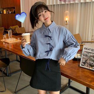 Bell-sleeve Bow Accent Shirt
