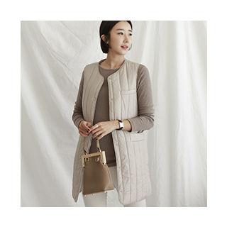 Snap-button Padded Vest With Sash