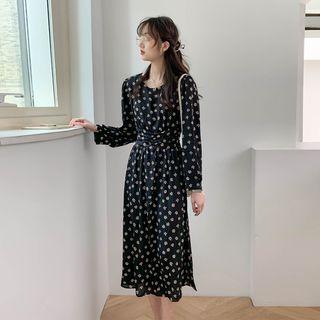 Round-neck Floral A-line Dress As Shown In Figure - One Size