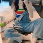Striped Camisole Top / Straight-cut Jumper Jeans / Set