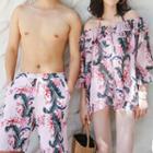 Couple Matching Set: Floral Print Bikini + Floral Print Cover-up / Floral Print Swim Shorts
