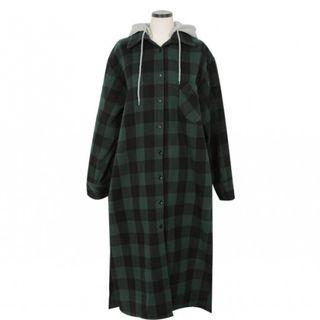 Hooded Plaid Long Shirt With Sash