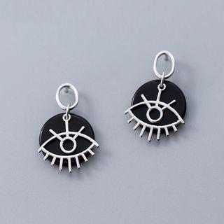 925 Sterling Silver Eye & Disc Dangle Earring As Shown In Figure - One Size
