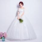 Off-shoulder Applique Lace Panel Wedding Dress