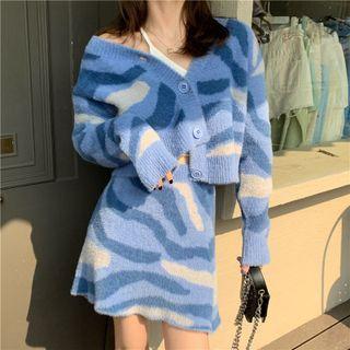 Zebra Print Cardigan / Mini Skirt / Set