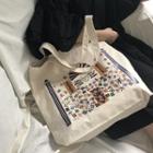 Print Canvas Shopper Bag As Shown In Figure - One Size