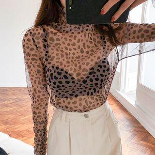 See-through Leopard Top