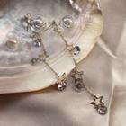 Rhinestone Drop Star Accent Tassel Earrings 1 Pair - Silver Stud - Gold - One Size