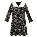 Contrast Collar Floral Mini A-line Dress