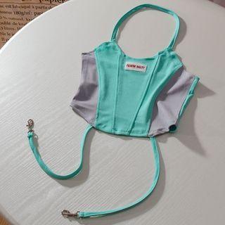 Halter Two-tone Crop Camisole Top