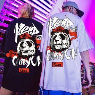 Lettering Panda Print T-shirt