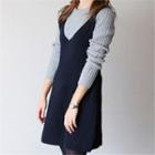 Color Block Long-sleeve Knit Dress