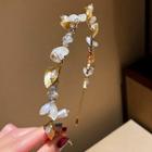Flower Faux Crystal Headband Gold & White - One Size